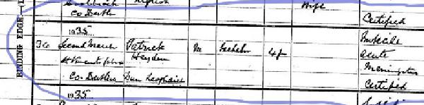 Hayden Patrick death register